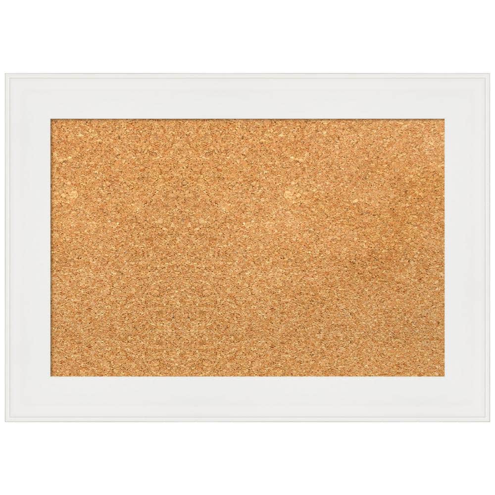 Vanity White Framed Natural Cork Bulletin Board 21" x 15"
