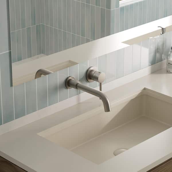 ANGELSEY Single Handle Wall-Mount Bathroom Sink Faucet Trim with Pop-Up Drain in Brushed Nickel