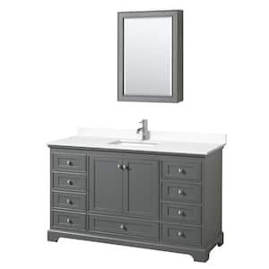 Deborah 60 in. W x 22 in. D Single Vanity in Dark Gray with Cultured Marble Vanity Top in White with Basin and Med Cab