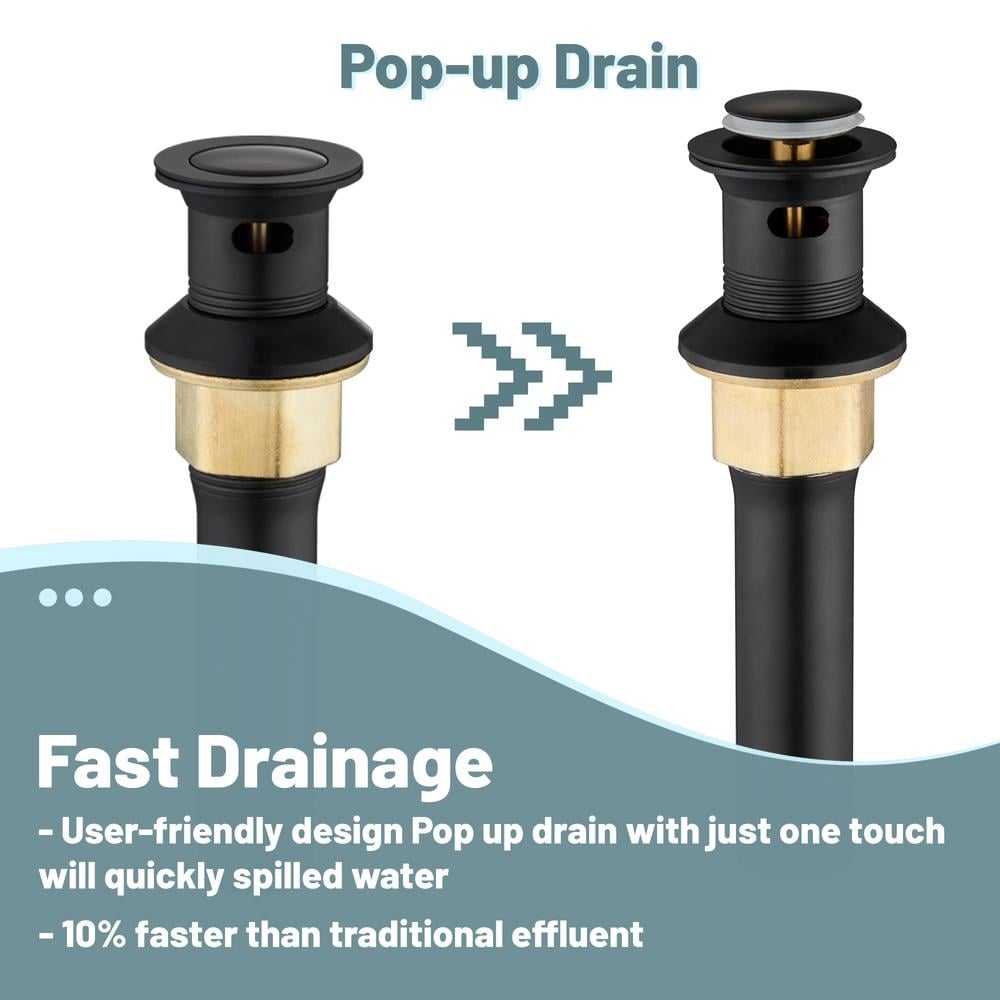 Matte Black Stainless Steel 4-Inch Centerset Bathroom Faucet with Drain Kit