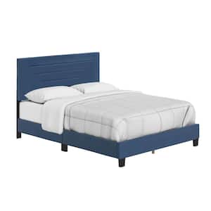 Luxembourg Upholstered Faux Leather Platform Bed, Full, Blue