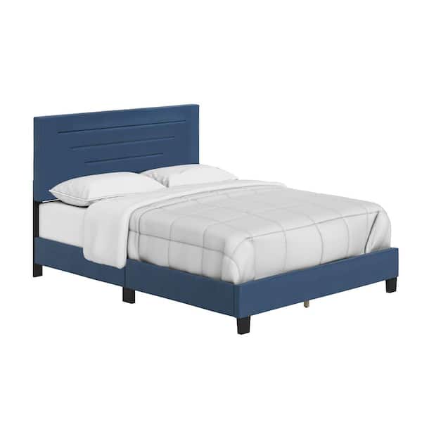 Boyd Sleep Luxembourg Upholstered Faux Leather Platform Bed, King, Blue