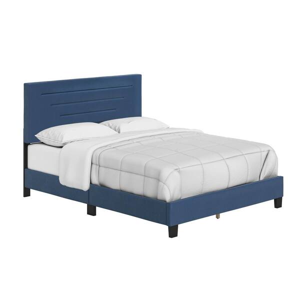 Rest Rite Lorna Blue Faux Leather King, King Leather Platform Bed