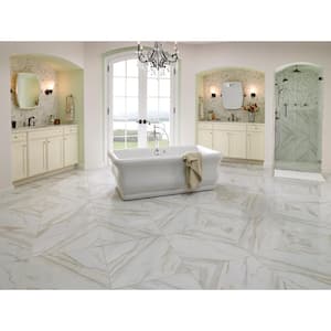 Pietra Calacatta 24 in. x 24 in. Matte Porcelain Marble Look Floor and Wall Tile (16 sq. ft./Case)