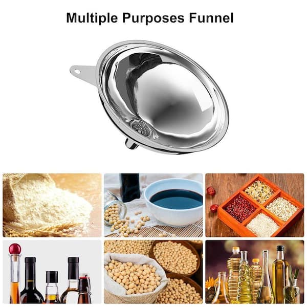 Lynzavix Stainless Steel Large Funnel with 50 Mesh Food Filter for