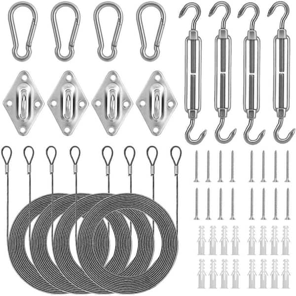 6 in. Stainless Steel Sun Shade Sail Hardware Kit with Adjustable Turnbuckles for Outdoor Patio Garden Installation