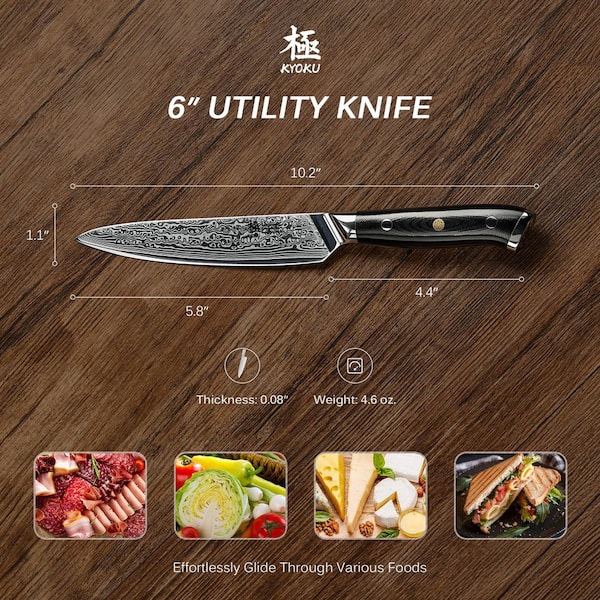KYOKU Utility Knife, Shogun Series 6 in. Japanese VG10 Damascus