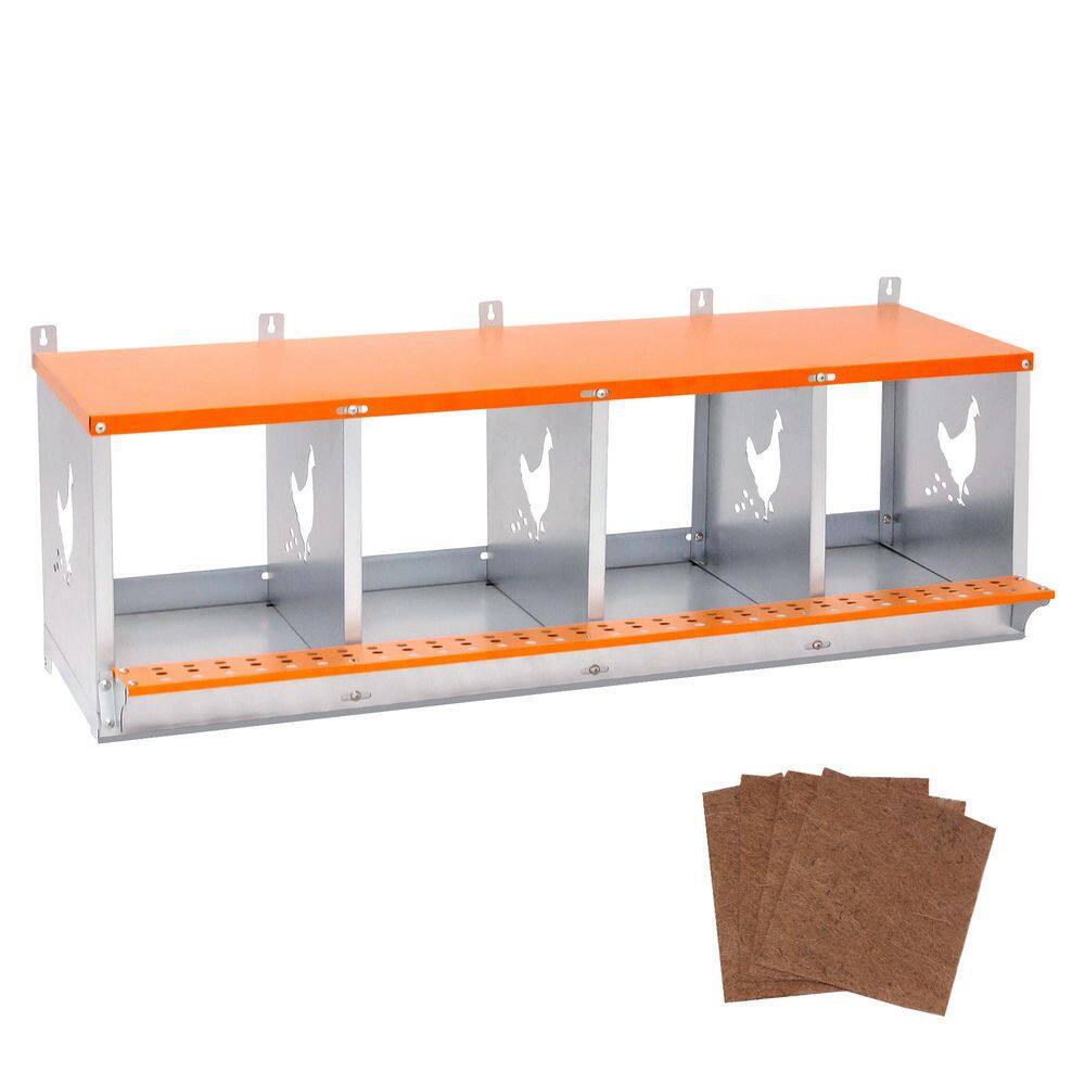 Avex Orange 15 in. H x 42.5 in. W x 17 in. D Metal Chicken Coops 4 Compartment Nesting Box price history on PriceWatchPro