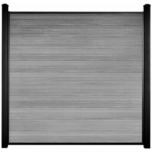 Slipfence Composite, 6 ft. H x 6 ft. W x 1 in. Thick Ash - Light Grey Composite Tongue and Groove Horizontal Fence Panel