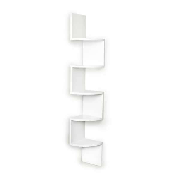 DANYA B Zig Zag 7.75 in. W x 7.75 in. D Floating Laminate Corner Wall Decorative Shelf in White Finish