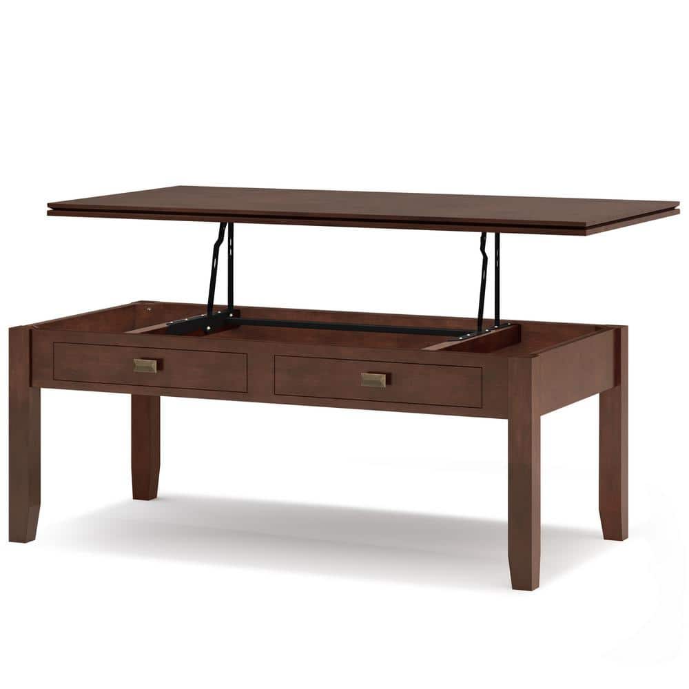 Russet Brown Solid Wood Lift-Top Coffee Table with Storage