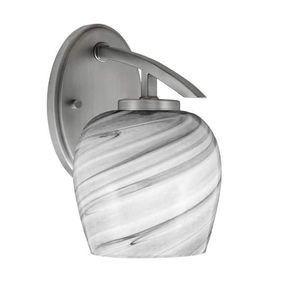 Unbranded Siena 1-Light Graphite Downlight Wall Sconce with Onyx Swirl Glass Shade