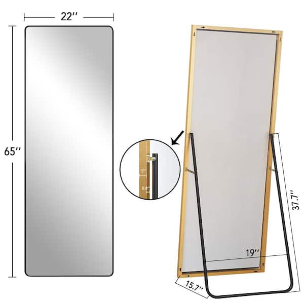 PexFix 22 in. x 65 in. Modern Rectangle Framed Full-Length Mirror Gold  Aluminum Alloy Mirror Standing Mirror, Standing Holder 6522LHJXB-GL - The  Home Depot