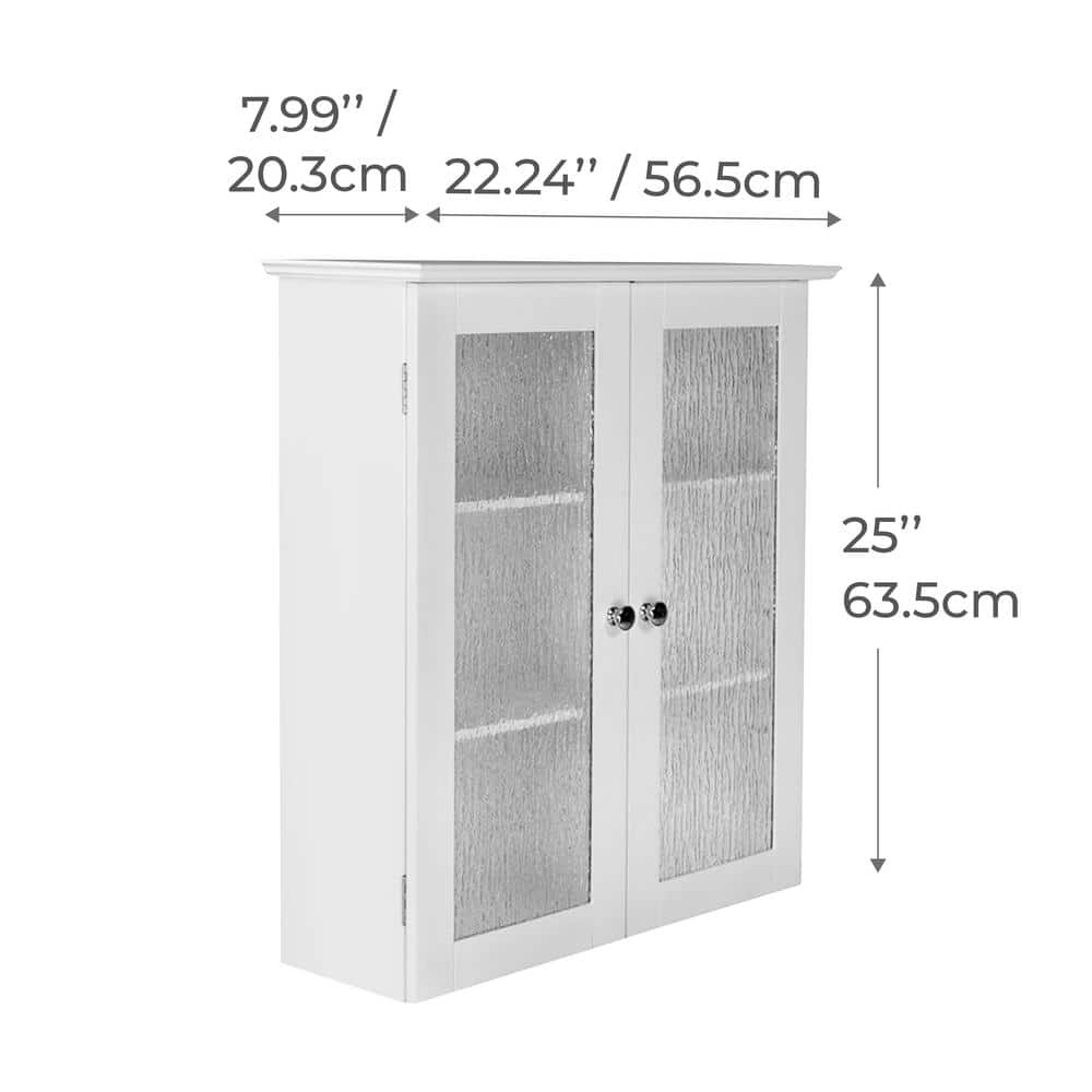 Connor Crisp White 2-Door Wall Cabinet with Textured Glass
