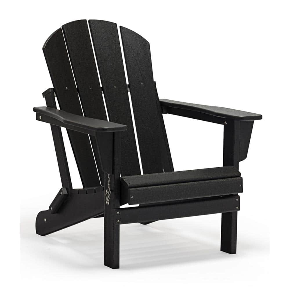 Polydun Black Folding Plastic Outdoor Adirondack Chair PLD-F003-899 ...