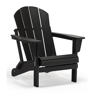 Black Folding Plastic Outdoor Adirondack Chair