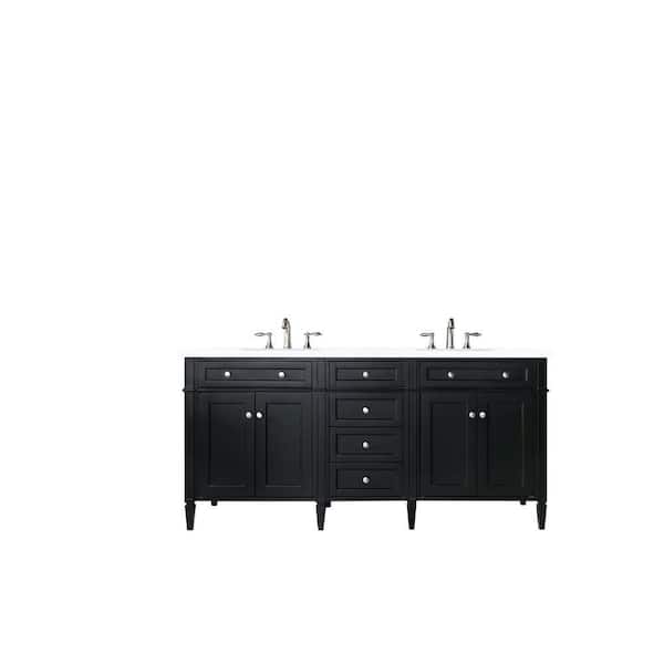 James Martin Vanities Brittany 72 in. W x 23.5 in. D x 34 in. H Double Bath Vanity in Black Onyx with Quartz Vanity Top in Classic White