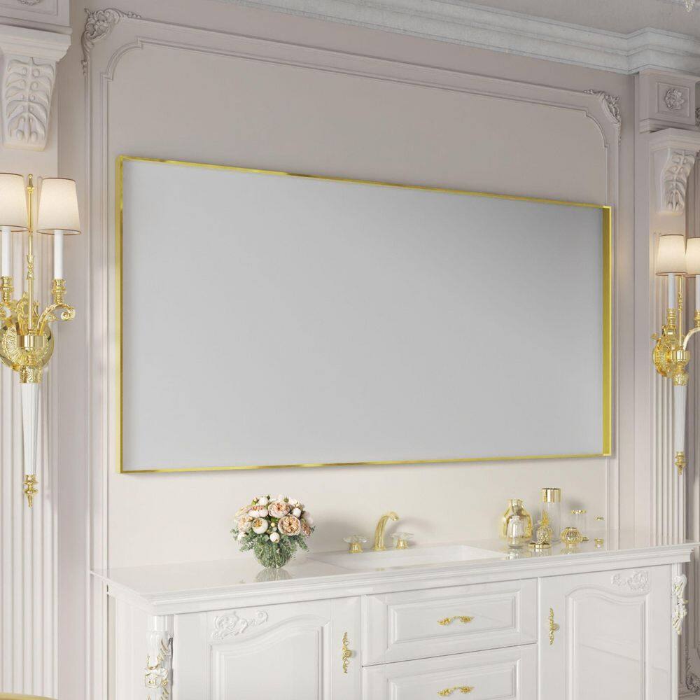 72 in. W x 36 in. H Rectangular Aluminum Framed Wall Bathroom Vanity Mirror in Brushed Gold price history on PriceWatchPro