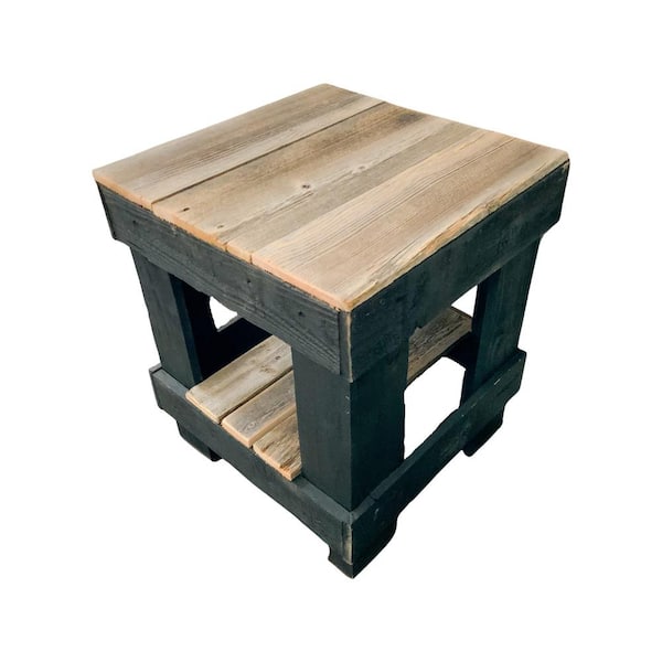 Del Hutson Designs Raven Modern Farmhouse Reclaimed Wood Square End Table, 19.5" wide Natural