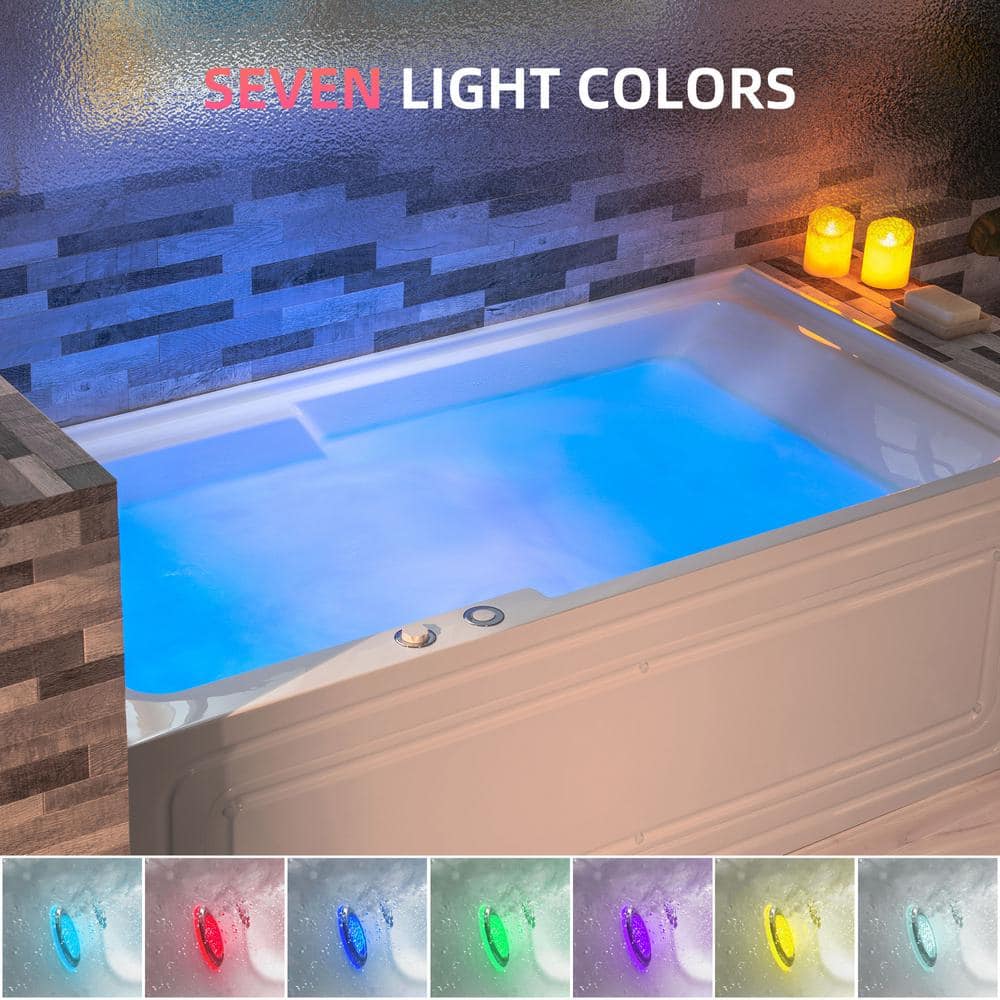 60'' White Freestanding Heated Acrylic Whirlpool Bathtub