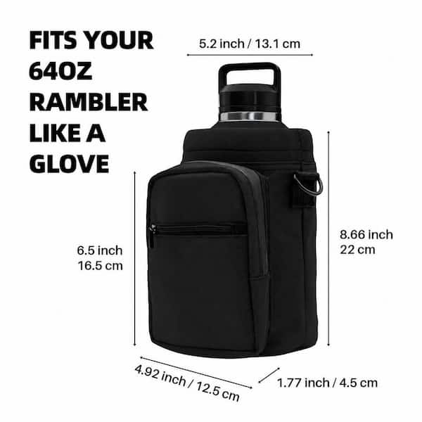 Anqtovp 64 oz. Black Polyester Insulated Adjustable Strap Water