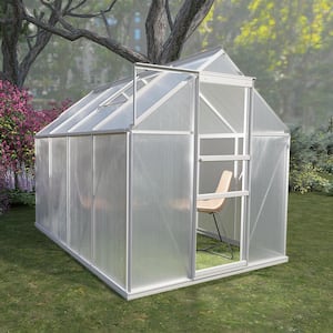 102 in. W x 75.6 in. D x 77 in. H Walk-in Polycarbonate Greenhouse Aluminum Hobby Hot House for Garden Backyard