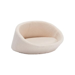 Beige Cat Bed Pet Sofa With Solid Wood frame, Cashmere cover, Mid Size