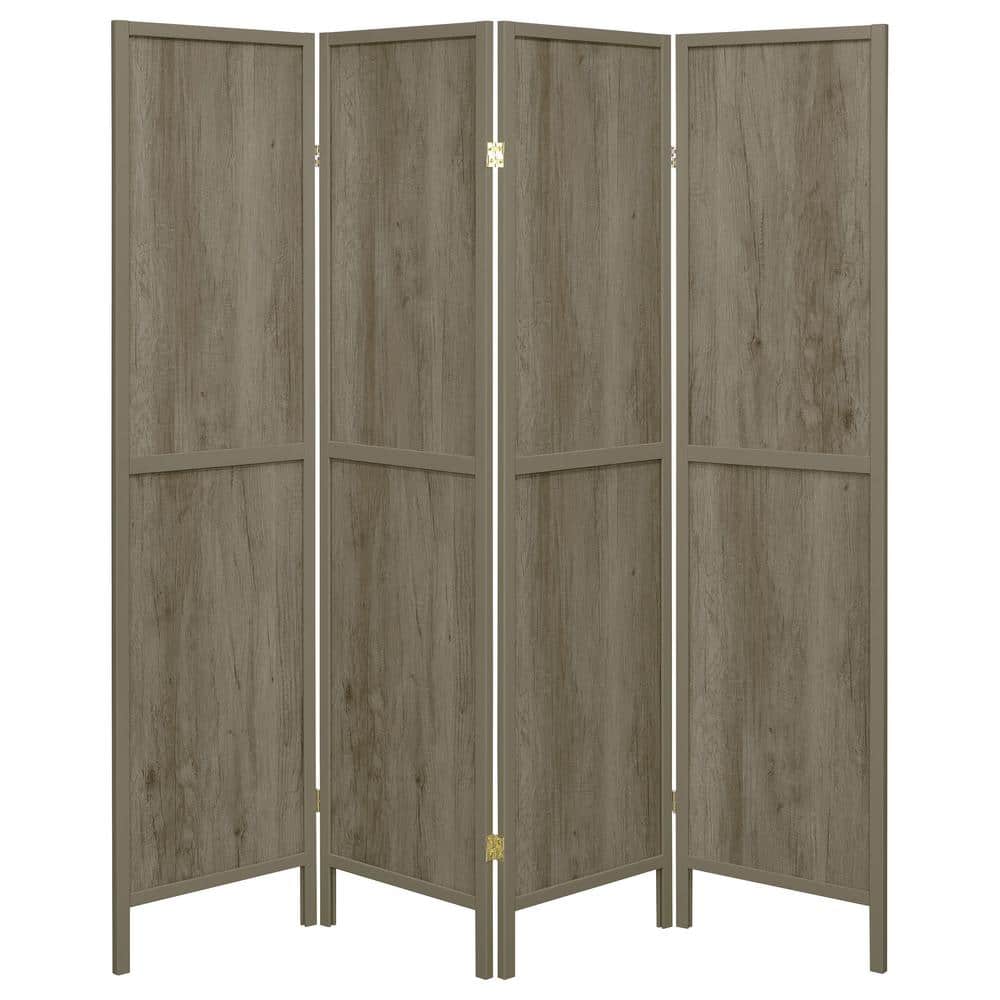 Gray Driftwood 70" 4-Panel Folding Screen with MDF and Pine