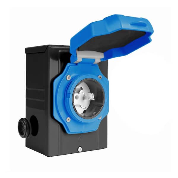 50 Amps Generator Power Inlet Box with Indicator Light, Pre-Drill Knockouts, Weatherproof, for 3 Prong Generator Cord