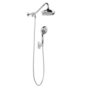 6-spray 7 in. Dual Shower Head and Handheld Shower Head with Low Flow in Chrome