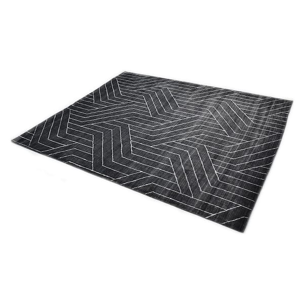 Kali Contemporary Modern Charcoal 8 ft. x 10 ft. Hand Loomed Area Rug