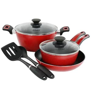 Claybon 7-Piece Non Stick Aluminum Cookware Set in Red