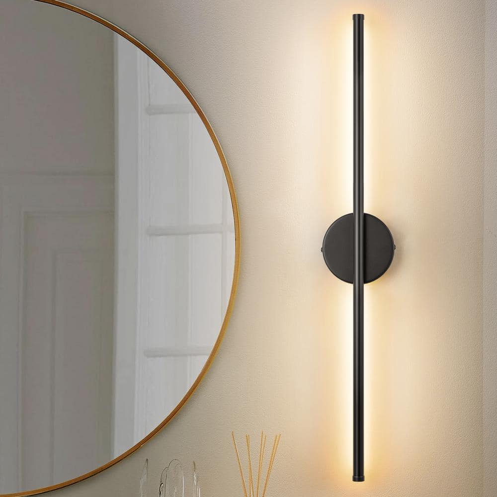 Aidan 27.5 in. 1-Light Black Linear Dimmable LED Wall Sconce price history on PriceWatchPro