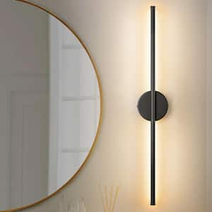 Aidan 27.5 in. 1-Light Black Linear Dimmable LED Wall Sconce