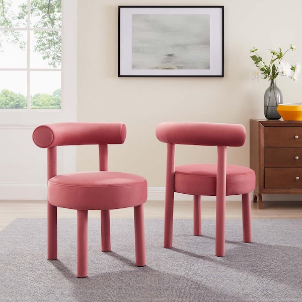 MODWAY Toulouse Performance Velvet Dining Chair - Set of 2 in Blossom
