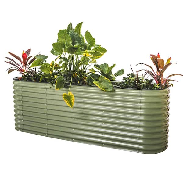 vego garden 32 in. Extra-Tall 9-In-1 Modular Olive Green Metal Raised Garden Bed Kit