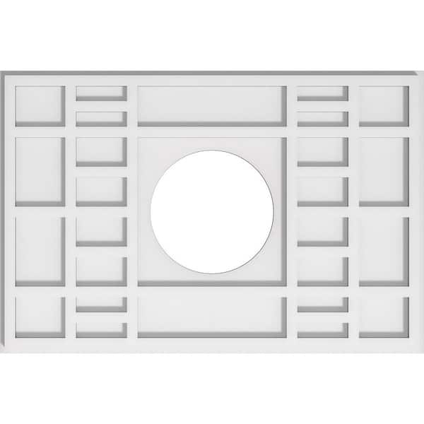 Ekena Millwork 24 in. W x 16 in. H x 7 in. ID x 1 in. P Beaux Architectural Grade PVC Contemporary Ceiling Medallion