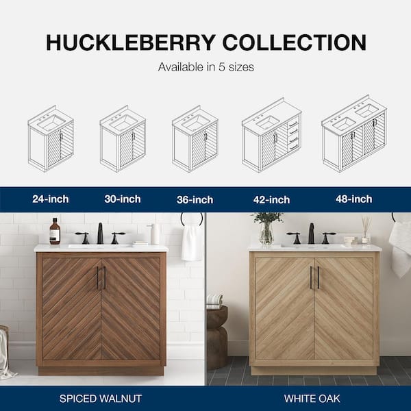 Huckleberry 30 in. W x 19 in. D x 34 in. H Single Sink Bath Vanity in Spiced Walnut with White Engineered Stone Top