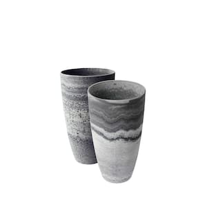 Acerra 11.5 in. x 20 in. H Marble Plastic Curved Vase Planters (2-Pack)