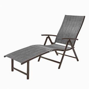 1-Piece Aluminum Adjustable Outdoor Chaise Lounge in Dark Gray