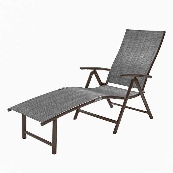 Crestlive Products 1-Piece Aluminum Adjustable Outdoor Chaise Lounge in Dark Gray