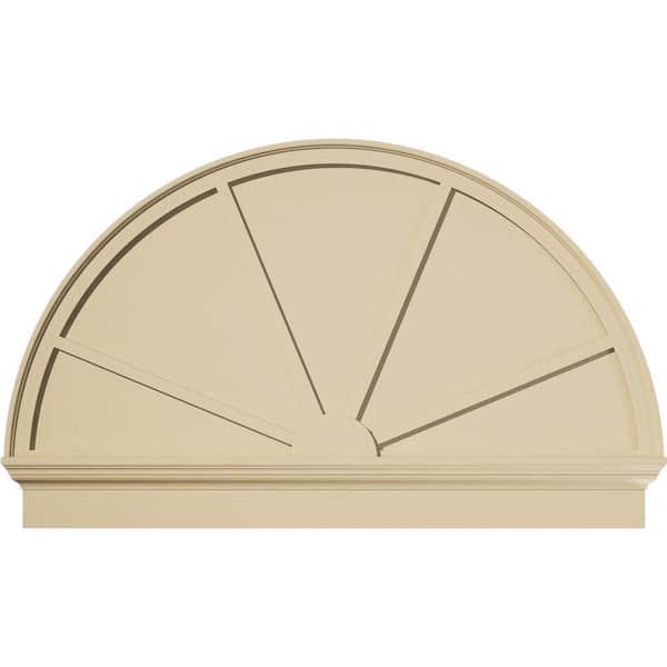 Ekena Millwork 52-in W x 32-3/4-in H x 2-3/4-in P Half Round 4 Spoke Signature Urethane Combination Pediment, Primed Tan