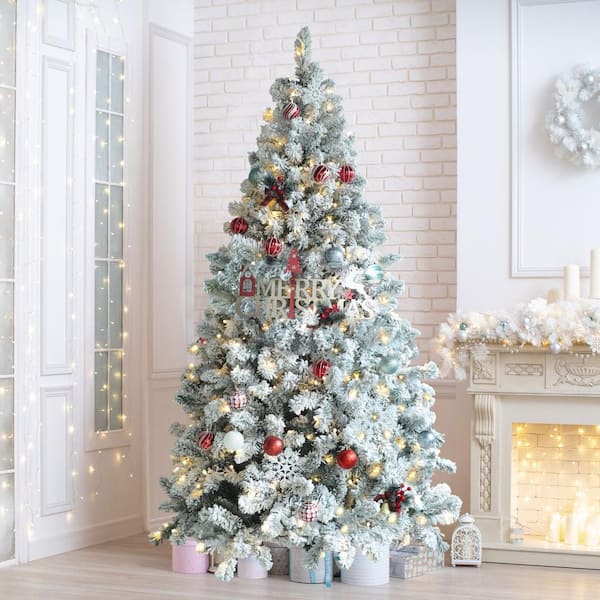 Christmas 36 H White Realistic Artificial Pine Flocked/Frosted Christmas  Tree
