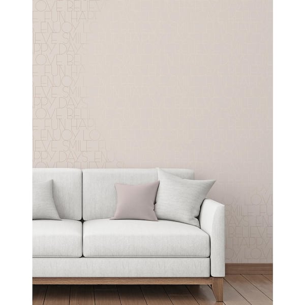 Oslo Rose Gold Positive Text Matte Non-Pasted Peelable Paper Wallpaper
