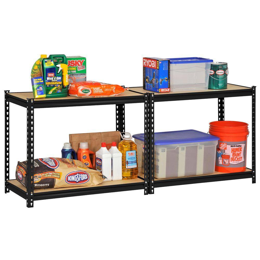 60-Inch Black Steel 4-Shelf Adjustable Storage Unit
