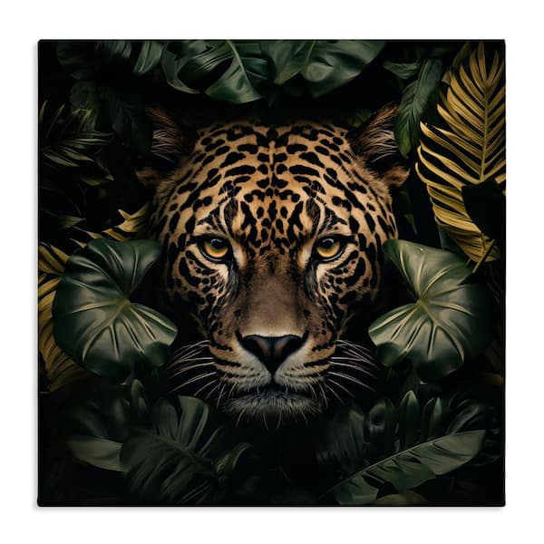 Leopard in Exotic Palms by Heidi Kuntz Unframed Animal Graphic Art Print 30 in. x 5 in.
