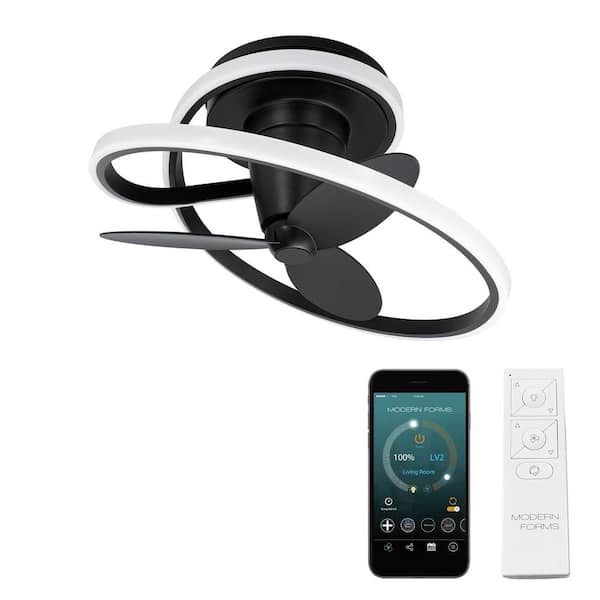 Modern Forms Veloce 28 in. Smart Indoor Flush Mount Black Ceiling Fandelier Plus Selectable CCT Integrated LED Plus Remote