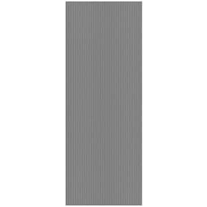 Ribbed Waterproof Non-Slip Rubber Back Solid Runner Rug 2 ft. W x 13 ft. L Gray Polyester Garage Flooring