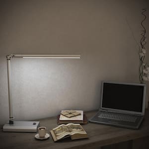 26 in. Silver LED Contemporary Energy Saving Desk Lamp