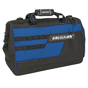 20 in. 12-Pockets Wide-Mouth Tool Bag in Blue